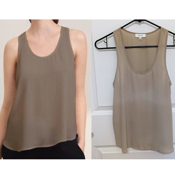 Aritzia Tops - Aritzia Babaton Brodie Scoop Taupe Sleeveless Blouse Tank Top Size XS